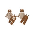 thumbnail image 2 of RUINIXCW Baby Boy Fall Outfit Striped Long Sleeve Romper Applique Overall Pants Hat, 2 of 8