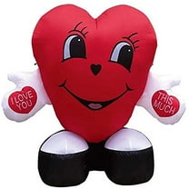 5' Air Blown Inflatable Valentine's Day "Love You This Much" Heart Yard Decoration