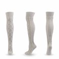 thumbnail image 1 of Lilgiuy Autumn Winter Women Striped Solid Color Thickening Knit Over-the-knee Stockings for Running Hiking, 1 of 4