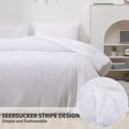 thumbnail image 4 of LUCKYBULL Seersucker Comforter Set 3 Pieces Full Textured Comforter Set 100% Soft Washed Microfiber Lightweight Bedding Set for All Seasons, White 79''x90'', 4 of 8