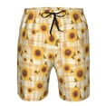thumbnail image 3 of Pofeuu Coffee Plaid Sunflower Prin Men's Swim Trunks Quick Dry Bathing Suit Swimming Board Shorts Mesh Lining Beach Swimwear-Large, 3 of 6