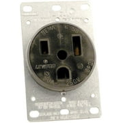 Leviton 5374 50 Amp, 250 Volt, Flush Mounting Receptacle, Straight Blade, Industrial Grade, Grounding, Black