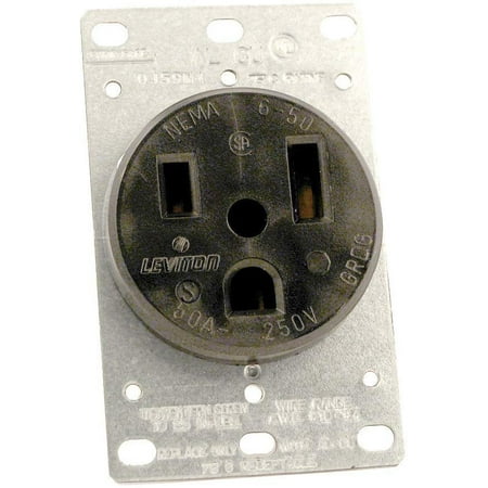 Leviton 5374 50 Amp, 250 Volt, Flush Mounting Receptacle, Straight Blade, Industrial Grade, Grounding, Black