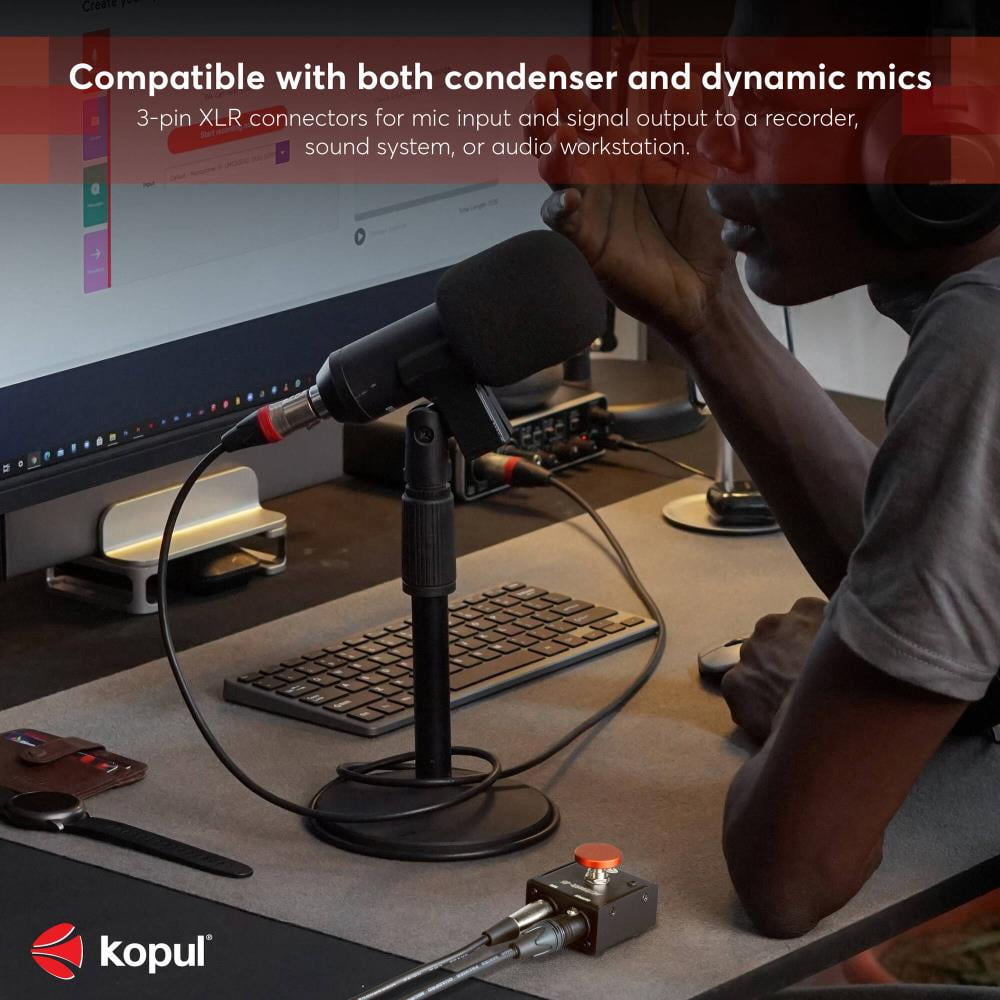 Kopul Momentary Microphone Mute and Talk Button with LED, XLR Footswitch for Dynamic and Condenser Microphones