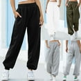 thumbnail image 4 of Womens Sweatpants Comfy Solid Elastic High Waisted Workout Athletic Lounge Joggers Pants Tracksuit with Pockets, 4 of 4