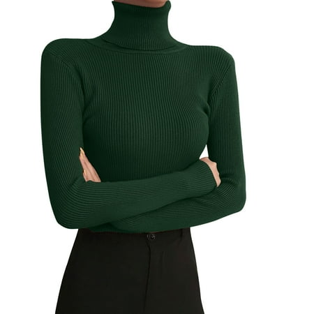Kcodviy Womens Turtleneck Long Sleeved Leggings Autumn Winter 2024 Tight Knit Sweater With A Slim Black Pullover Underneath The Lapel Thermal Top Women Neck Long Sleeve Womens Thermal Tops Womens