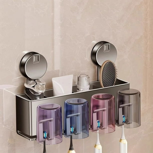 Organizadores de armario y almacenamiento, Organización y almacenamiento, Estante para cepillos de dientes Organizador de baño sin taladro Soporte para cepillos de dientes de pared Estante adhesivo pa