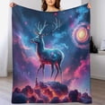 thumbnail image 4 of NIANHE Galactic Guardian Deer blanket, comfortable and soft, warm casual blanket, printed design, winter sofa dormitory home decoration, must-have travel product. Size is 50x60 inches., 4 of 9