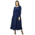 thumbnail image 3 of Bimba Women's Cotton Smocked Waist Long Casual Maxi Dress, 3 of 7