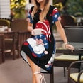 thumbnail image 3 of Rateoe Gnome Independence Day Pattern Women’s Short Sleeve Dress – Casual Elegant Summer A-Line Dress for Everyday Wear, 3 of 6