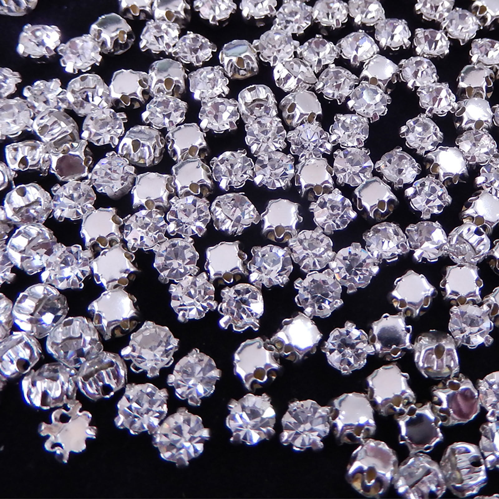 Trimming Shop 3.25mm Sew on Diamante Crystal Clear Glass