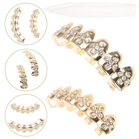 DESIGNICE Teeth Silver Caps for Gold Tooth Teeth Grillz