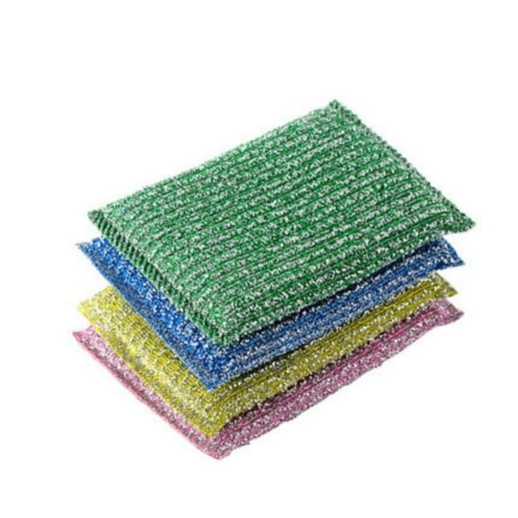 Cleaning Scrub Sponges for Kitchen,Bexikou Sponges Cleaning Pads,4 Count Dual-Sided Dishwashing Sponge Cleaning Scrub Sponge for Dishes, Non-Scratch Scrubbing Pads, Random Color