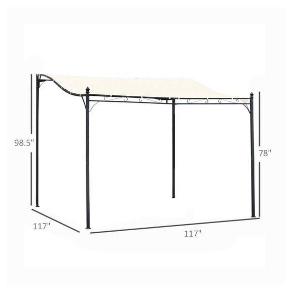 10' x 10' Steel Outdoor Pergola Gazebo, Patio Canopy with Weather-Resistant Fabric and Drainage Holes for Backyard, Deck, Garden, Cream White