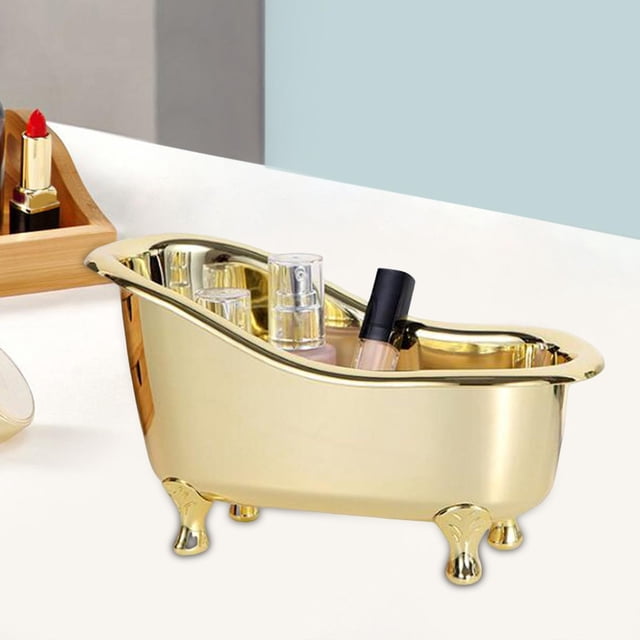 Soporte para jabonera de bañera, caja de almacenamiento de maquillaje decorativa, caja organizadora de joyas, contenedor de cosméticos para mostrador Dorado shamjiam Jabonera para bañera