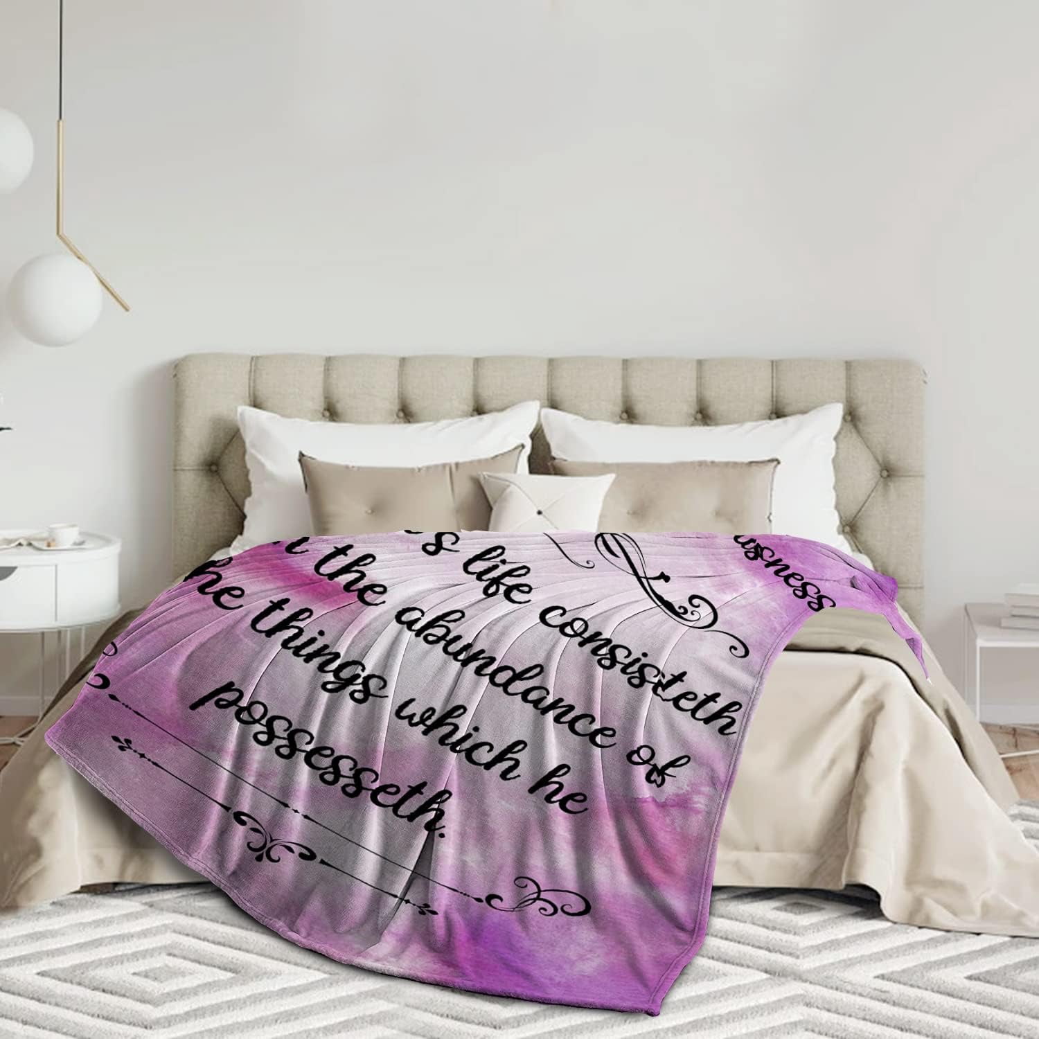 Bible Verse Healing Blanket Christian Blanket Religious Gifts Inspirational Quotes Blanket Gift Spiritual Gift for Women Men Friends Cozy Purple Flannel Blanket and Throws 60x80 Inch