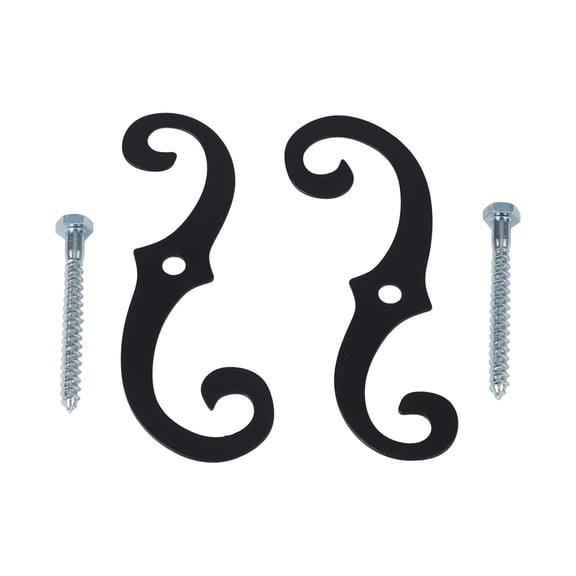 Weatherproof Metal Shutter Fasteners S-Shaped Decorative Window Hardware with Set Screws for Outdoor Use Black 2-Pack Rust-Resistant Fixings for Residential and Commercial Applications