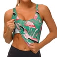 thumbnail image 4 of Fotbe Tropical Flamingo Pattern Womens' Sports Bra Longline Wirefree Padded with Medium Support Sports Moisture-Wicking Workou Vest,Tank Top-X-Large, 4 of 9