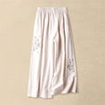 thumbnail image 2 of FUNUONY Lightweight Wide Leg Cropped Pants for Women High Waisted Loose Casual Lounge Travel Work Sweatpants Summer Linen Blend Wide Leg Pants Elastic Waist Trousers with Pockets Light Pink 6Xl, 2 of 6