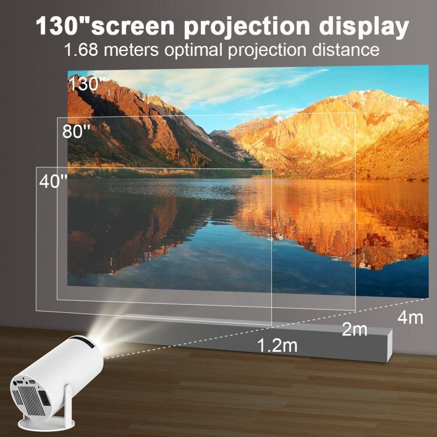 DEEPALS 1.37 1080p Multimedia Projector, White, HY300