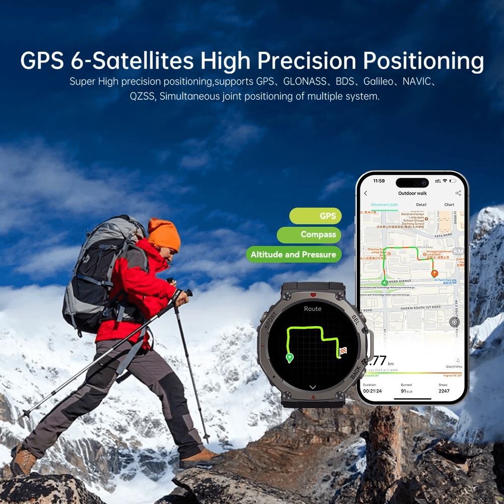 E EYAFA DM58 GPS Smart Watch 1.43 Inch AMOLED Display 5ATM