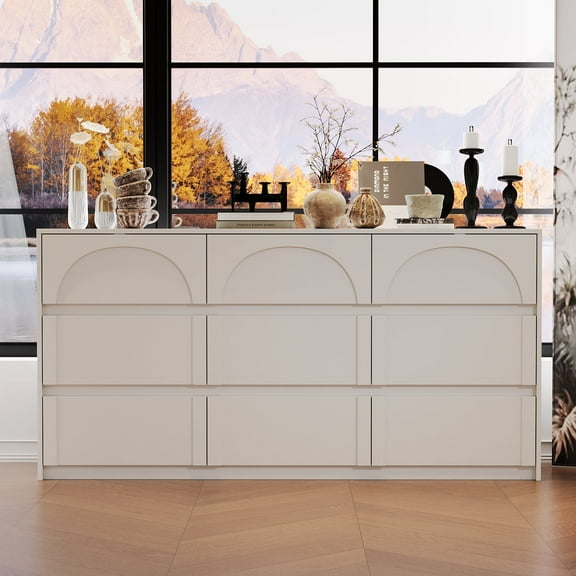 KULAGAGA 63" 9-Drawer Dresser Chest - Storage Cabinet for Bedroom & Living Room Spaces