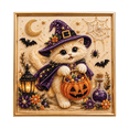 thumbnail image 2 of Halloween Wall Art, Pearl Diamond Art, Cat Diamond Painting, Witch Halloween Decor, Complete 8X8 Inch Framed Wall Decor Set with Vibrant Pre-Sorted Diamond Art Beads for Casual, 2 of 7