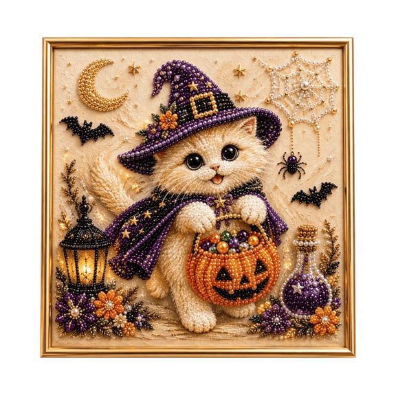 Halloween Ghost Pearl Art DIY Kit - Diamond Art Kits for Adults - Spooky Cute Pearl Diamond Art, Halloween Beads Decor for Home Decor Wall Art, Beginner DIY Seasonal Party Gift B