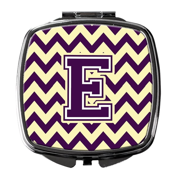 Letter E Chevron Purple and Gold Compact Mirror CJ1058-ESCM