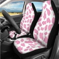 thumbnail image 2 of HUIACONG Pink Cow Print Car Seat Covers Full Set for Women Cute Car Accessories Steering Wheel Cover with Coasters Center Console Cover Seat Belt Pads Headrest Cover Key Chain 14 Pcs Universal Fit, 2 of 5