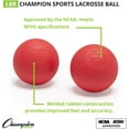 thumbnail image 3 of Champion Sports Lacrosse Balls: Official Size Sporting Goods Equipment for Professional, College & Grade School Games, Practices & Recreation - NCAA, NFHS and SEI Certified - 12-Pack - Red, 3 of 9