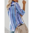 thumbnail image 2 of QWZNDZGR Womens V Neck Striped Roll up Sleeve Button Down Blouses Top, 2 of 3