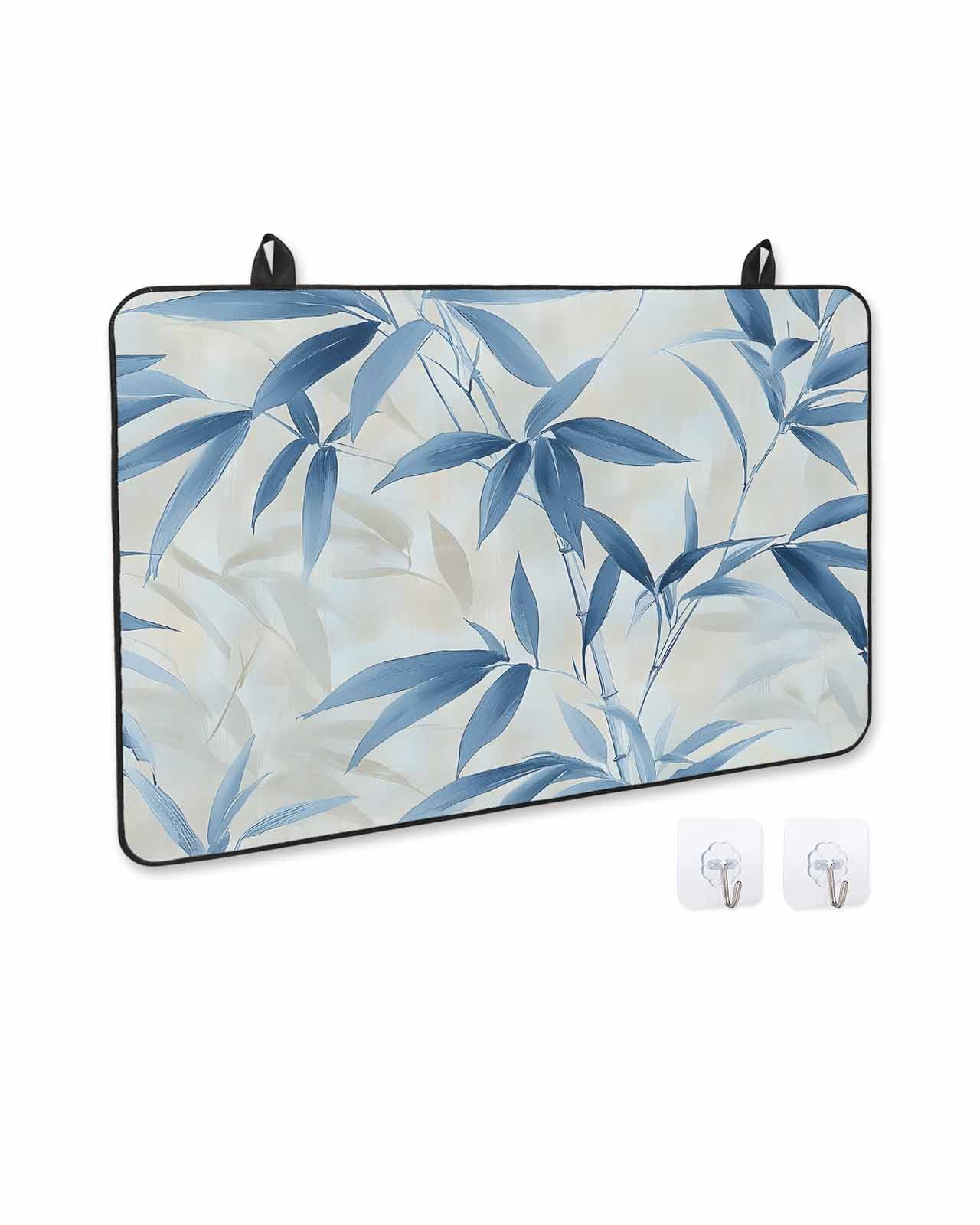 nqOlkjepod Large Induction Cooktop Protector Mat 24"x21", Blue Botanical Stove Top Covers for Electric Stove, Pastoral Summer Leaf Watercolor Stove Burner Cover Mats, Glass Top Stove Cover
