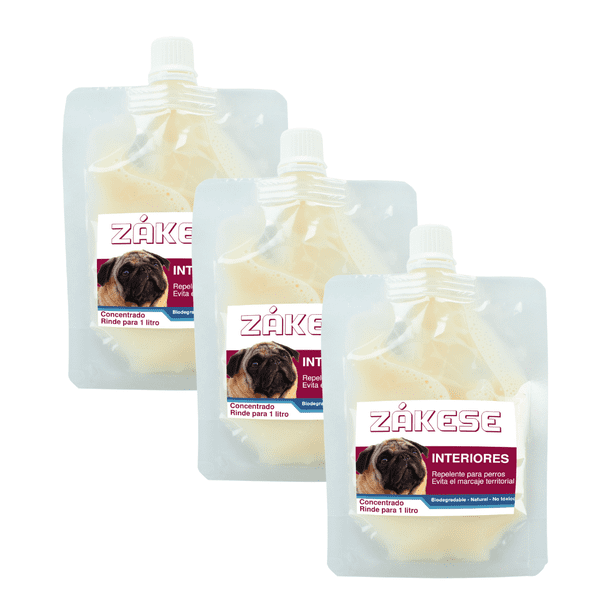 Zákese - Repelente para perros - Sobres concentrado 3x100 ml - Extractos naturales - Rinde 3 L