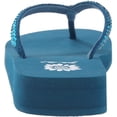 thumbnail image 3 of Yellow Box Women's Jello Peacock Blue Thonh Flip Flop Wedge Rhinestone Sandals (6), 3 of 8