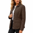 thumbnail image 5 of HCBY Women's Quilted Jacket Snap Button Front Lapel Collar Long Sleeve Lightweight Padded Coat with Pockets, Diamond Quilted Casual Outerwear for Fall Winter Work Everyday, 5 of 7