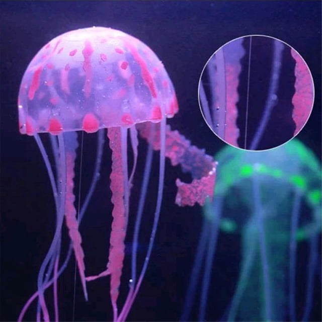 Fiudx Adorno de Medusa Artificial, Decoración Fluorescente Brillante, Diseño Flotante Realista, Movimiento Flexible con La Corriente de Agua, Mejora El Acuario, Fácil Instalación, Tamaño 5 X 15 Cm
