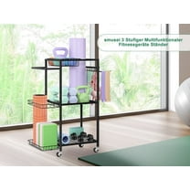 Black Yoga Dumbbell Cart, 2-in-1 Fitness Equipment Storage Caddy with Wheels for Yoga Mat, Weights, Water Bottle - Mobile Gym Organizer for Home & Studio