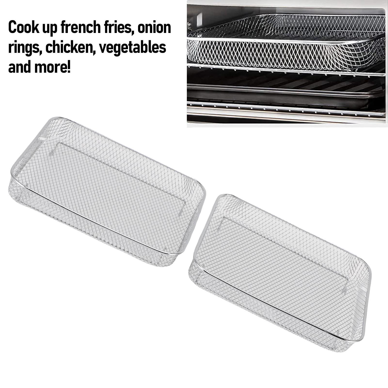 Yajisi 2-Pack Air Fryer Basket, Fits NuWave Bravo XL Oven, 11x10x1.6in Food-Grade Iron Plated Chrome, Dishwasher Safe