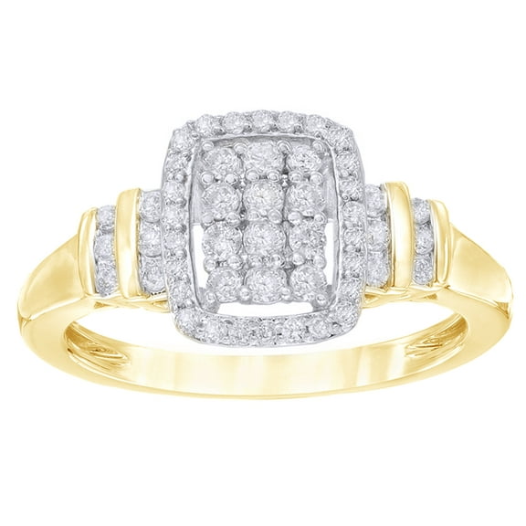 AFFY White Natural Diamond Rectangle Cluster Frame Ring in 10k Yellow Gold