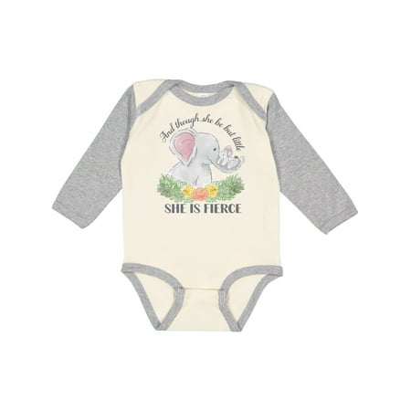 

Inktastic And Though She Be But Little She Is Fierce Gift Baby Boy or Baby Girl Long Sleeve Bodysuit