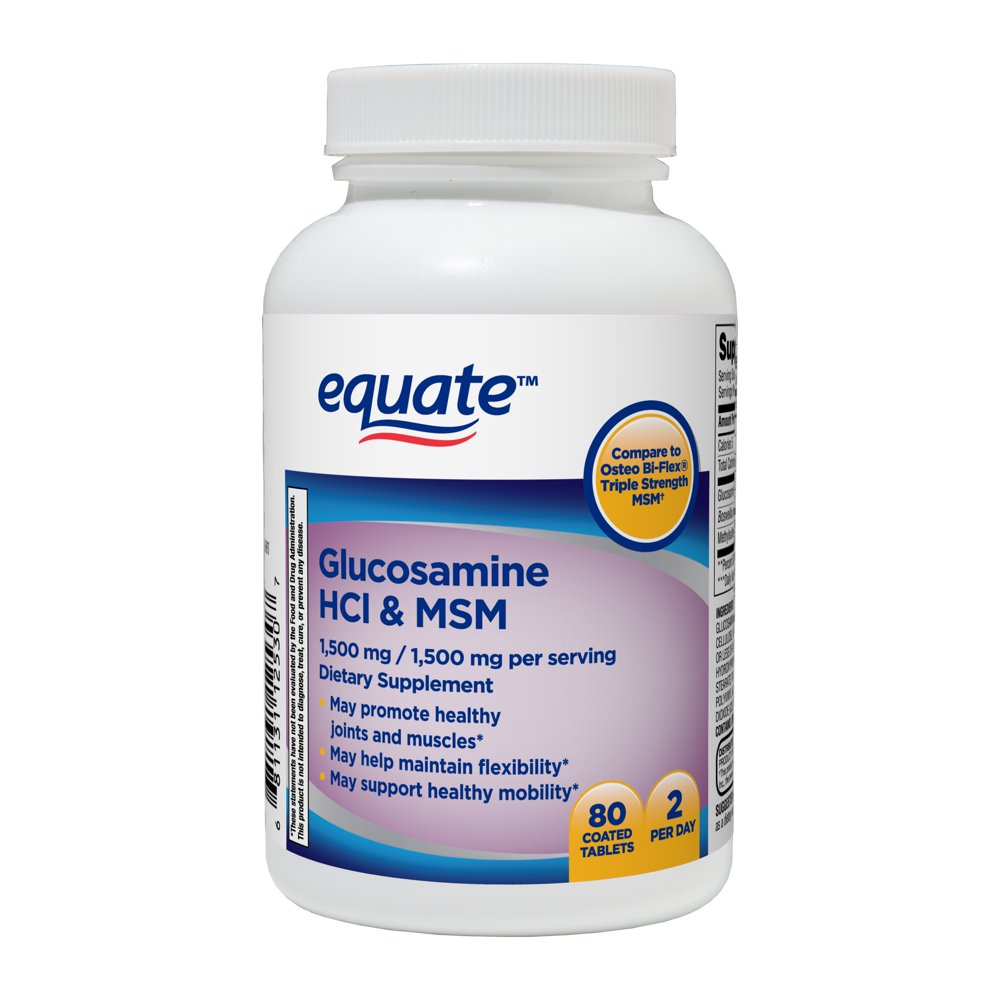 Equate Glucosamine HCI & MSM Dietary Supplement, 1,500 mg, 80 count