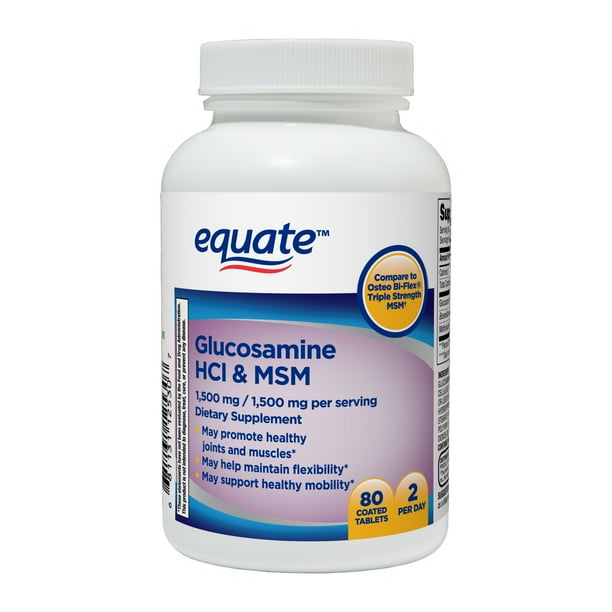 Equate Glucosamine HCI & MSM Dietary Supplement, 1,500 mg, 80 count