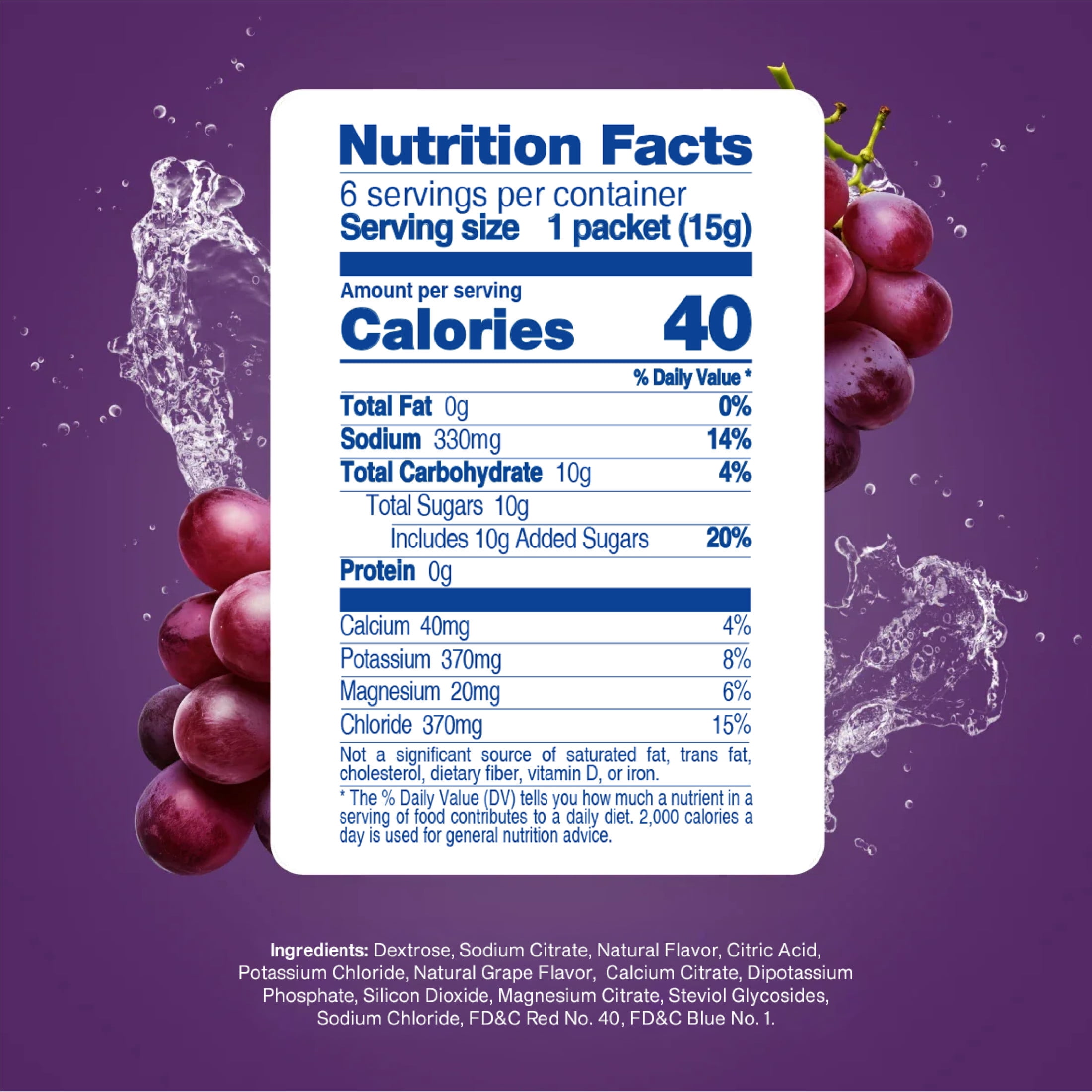 Electrolit Powder Drink Mix, Grape, 1 Box of 6 Packets