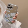 thumbnail image 3 of Blue Tulips Flower Makeup Plating Mirror Soft  for iPhone Case (Silver,iPhone 15 Plus), 3 of 6