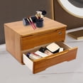 thumbnail image 3 of 1 PCS Lockable 2 Tiers Wood Yellow Wooden Desktop Storage Box, Desk Organizer with 1 Locker, Desktop Storage Box with Lockable Drawers, 3 of 12