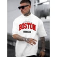 thumbnail image 2 of Men's Casual Short-Sleeve T-Shirt With " Boston Est 1997 " Vibrant Letter Print, Comfortable Top For Spring And Summer, Crew Neck Tee, Relaxed Fit, 2 of 12