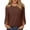 Brown, variant on Womens Pullover Tops 3/4 Sleeve Crew Neck T-Shirts Spring Autumn Season Solid Color Breathable Fabric Regular Fit Soft Knit Construction Basic Tee Shirts Item Brown M