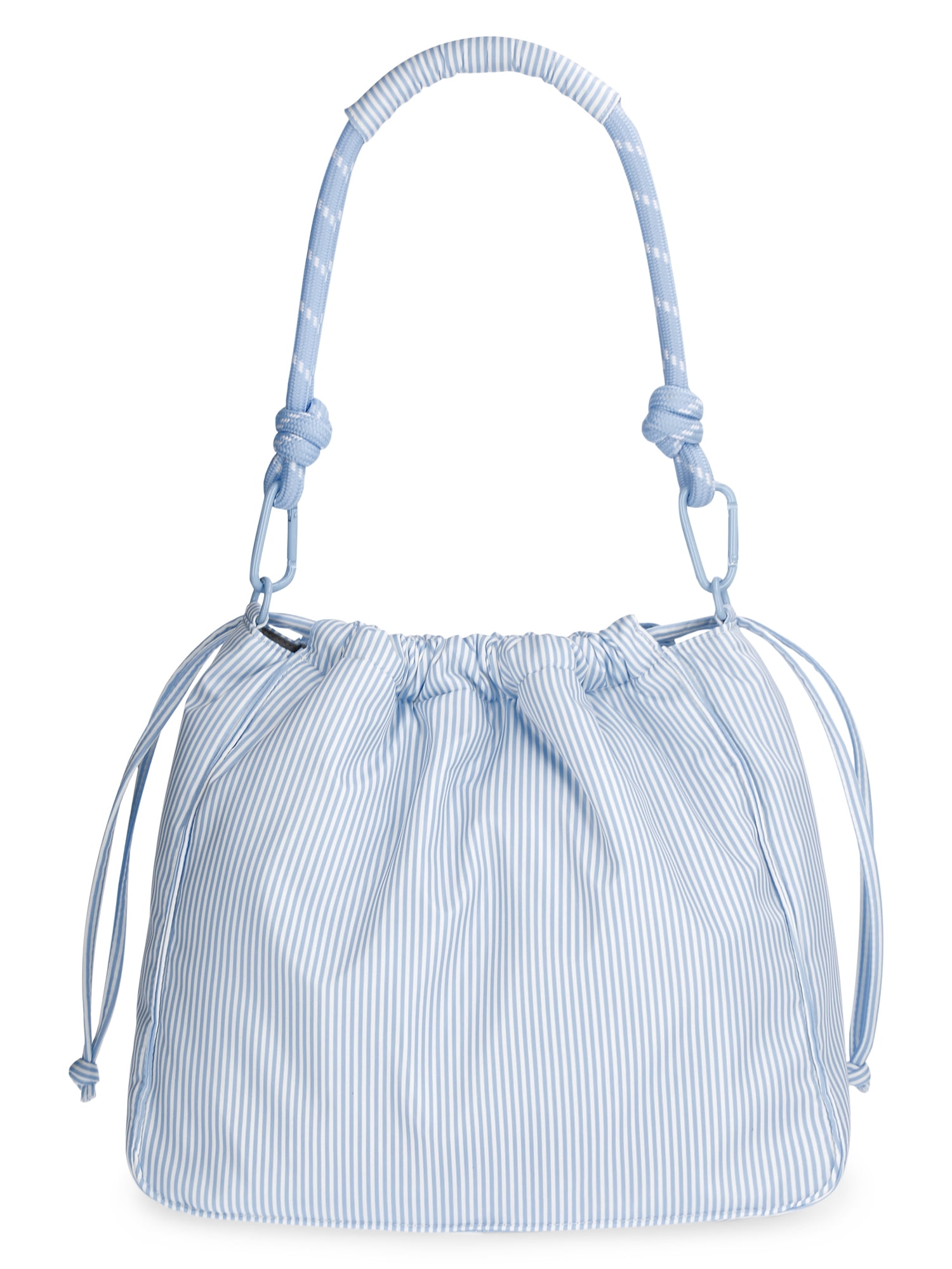 No Boundaries Women's Bungee Drawstring Bag, Blue Sky Stripe