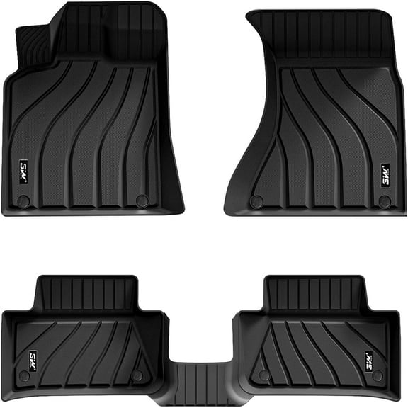 3W Floor Mats for Porsche Macan 2014-2024 Custom Fit Floor Liner for Porsche Macan 1st and 2nd Row TPE Black All Weather Car Mats